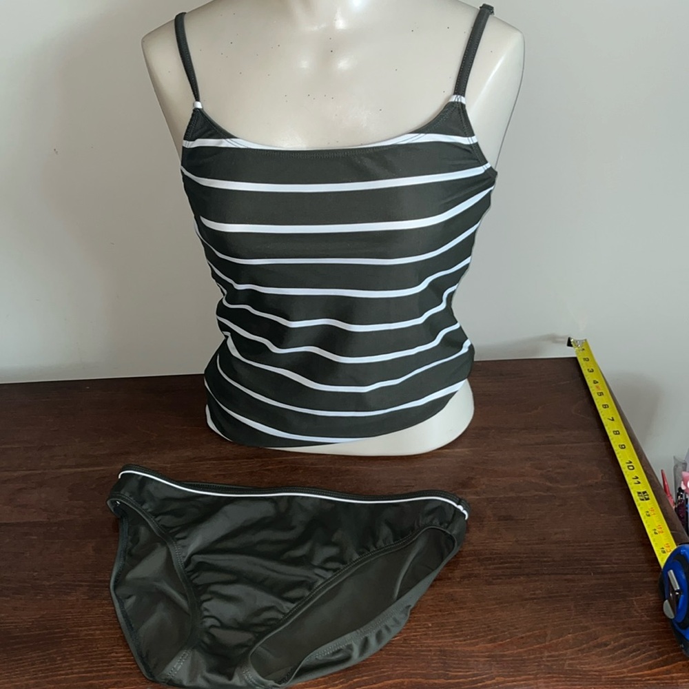 Cherokee Tankini Set Size 8 Olive Stripe